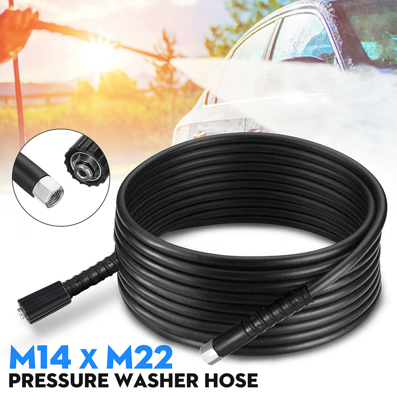 30ft 10M 5800PSI High Power Pressure Washer Extension Jet Hose Water Pipe M22 X M14 Thread