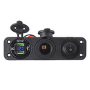 QC3.0 Dual USB Charger Voltmeter 12V Lighter Socket Splitter Power Button Switch For Car Motorcycle Boat Truck