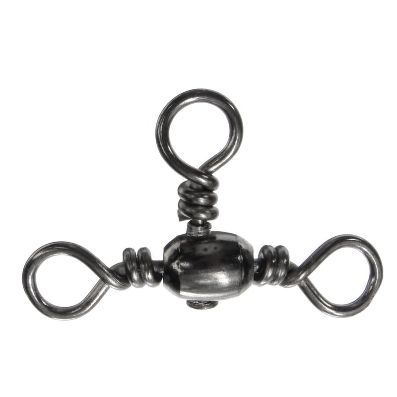 ZANLURE 100 Pcs 3 Way Barrel Swivels Solid Rig Rings Fishing Lures Connector Tackle