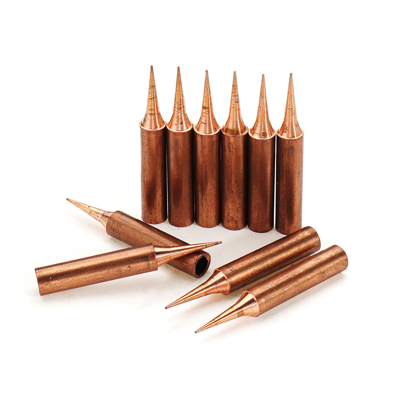 10Pcs Pure Copper Iron Tips 900M-T-I Soldering Tips for Soldering Rework Soldering Iron Station