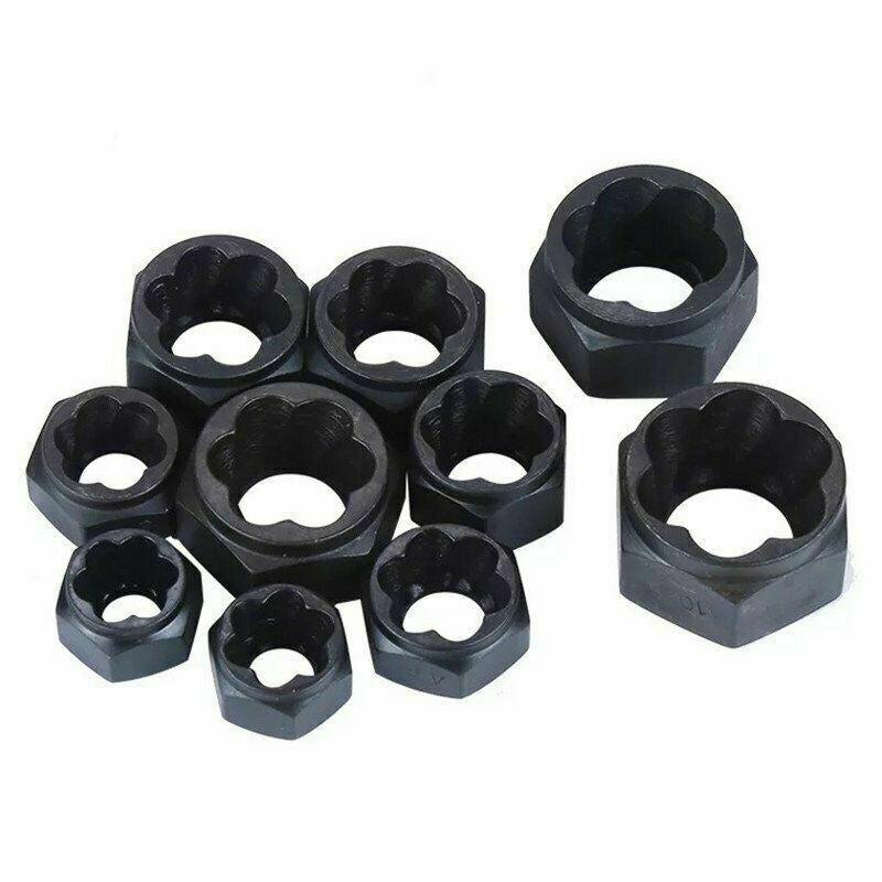 10PCS Damaged Nut Bolt Remover Set Broken Screw Stripped Socket Stud Extractor