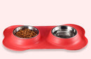 Stainless Steel Pet Bowl with Non-Skid Silicone Mat Feeder Double Bowls Set for Dogs Cats and Pets