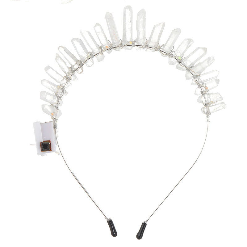 LED Crown Crystal Headband Headdress Garland Bridal Jewelry 3 Mode Flash Light Christmas Halloween Party Gift