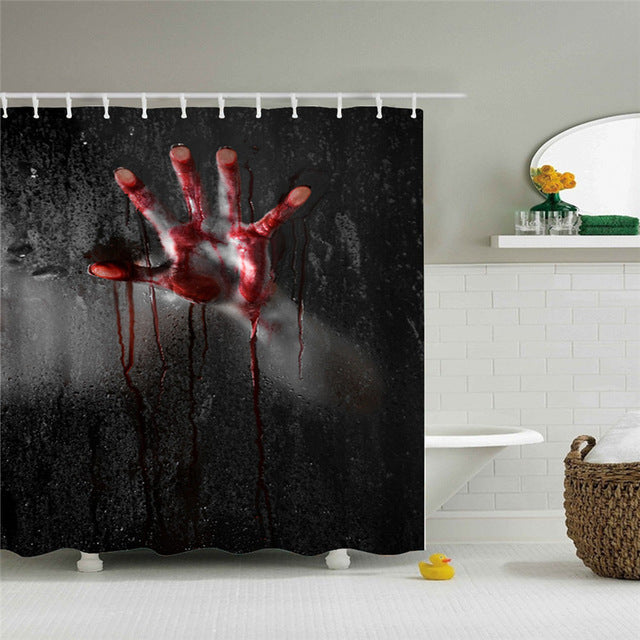 Halloween Horror Bloody Hands Waterproof Bath Shower Curtains Bathroom Decor