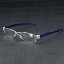 KCASA Light Weight Blue Rimless Resin Magnifying Best Reading Glasses Fatigue Relieve