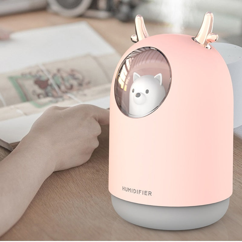 300ML USB Pets Air Humidifier LED Luminous Fine Fog Cool Steam Essential Oil Diffuser For Car Room