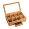 Wooden Tea Coffee Box 8 Section Compartments Glass Lid Multi Storage Spice Chest Kitchen Storage Container