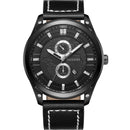 BAGARI 8009P Fashion Leather Strap Men Date Display Quartz Watch