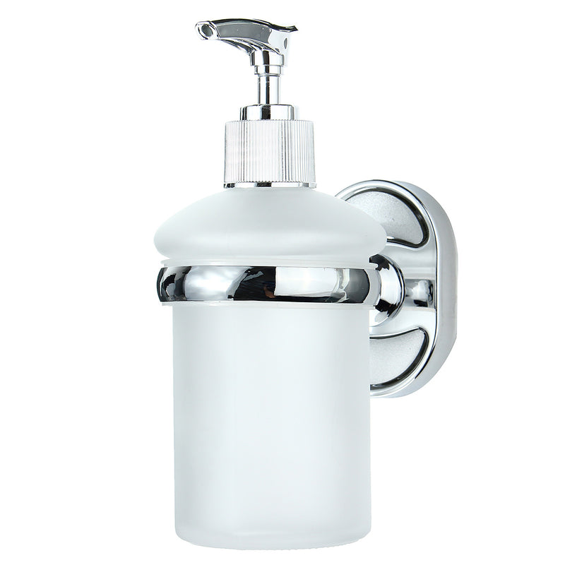 Stainless Steel Wall Mounted Soap Dispenser Holder Shampoo Bottle Frosted Glass