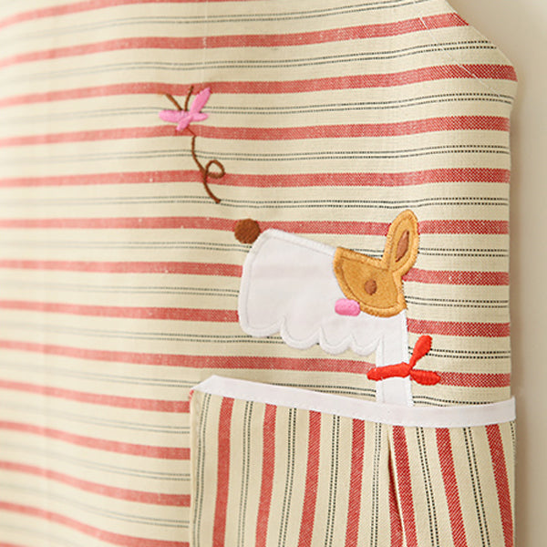 Household Kitchen Fashion Women Oil Prevention Polyester Sleeveless Striped Canvas Apron