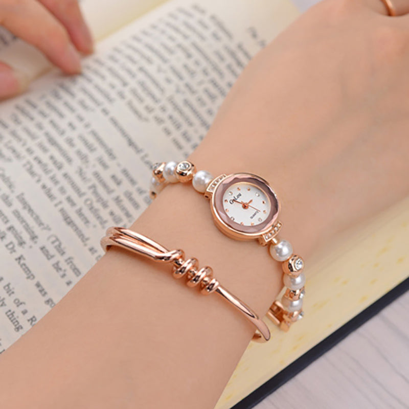 Fashion Diamond Elegant Pearl Lady Bracelet Watch Women Quartz Watch