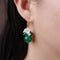 Vintage Ear Drop Earrings Green Agate Balls Flower Plant Pendant Earring For Women