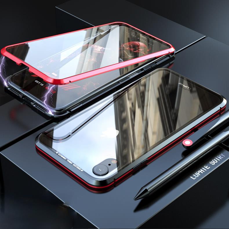 Luphie 360 Front Screen Protector & Back Glass Cover Metal Magnetic Adsorption Protective Case For iPhone XR/XS/XS Max/X/7/7 Plus/8/8 Plus