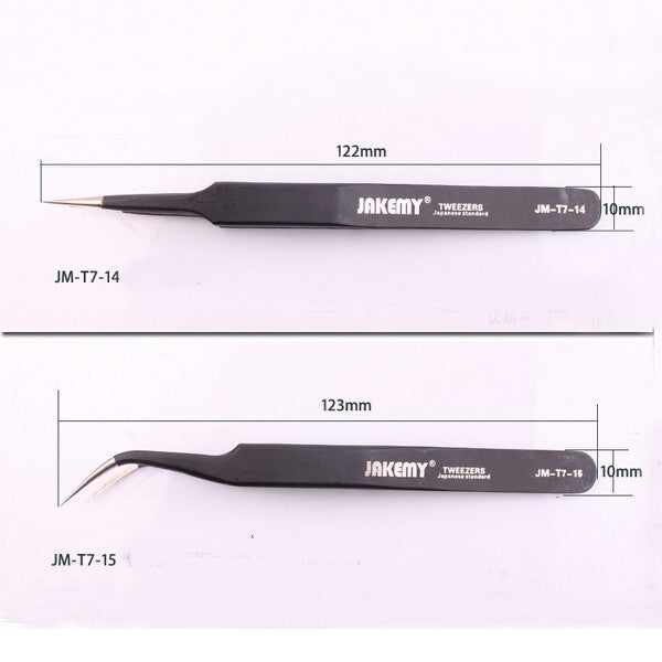 JAKEMY JM-T7-14 Stainless Steel DIY Electronic Pointed End Tweezer Forceps Maintenance Tools
