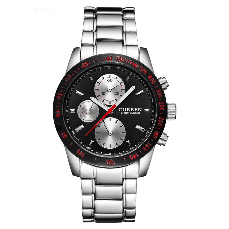 CURREN 8016 Decorative Three Dials Full Steel Quartz Watches Business Style Men Wrist Watch