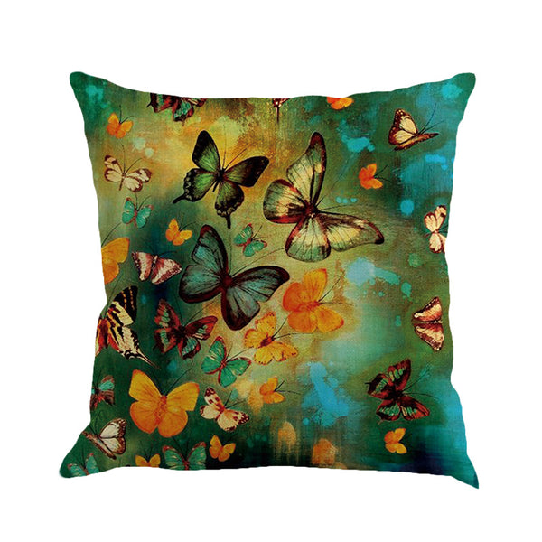 Romantic Beautiful Pillow Cover Butterflies Cotton Linen Cushion Cover Pillow Case