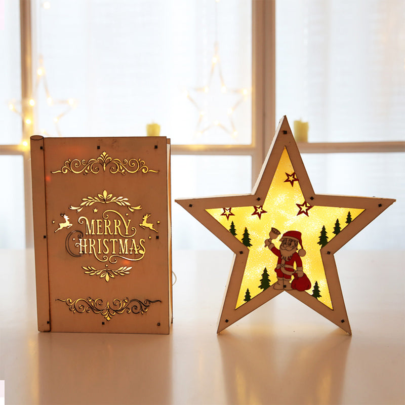 LED Light Christmas Decorations Wooden Desk Ornaments