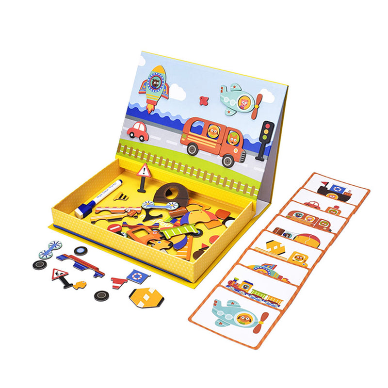 Xiaomi BE034 BE035 Magnetic Art Case Bravokids Geometric Art Case Traffic Art Case Jigsaw Puzzle Toy with Drawing Graffiti Board