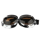 Motorcycle Helmet Scooter Goggle silver frame dark brown lens