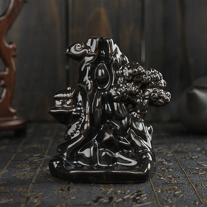 Ceramic Backflow Incense Cone Burner Holder Mountain Fragrance Fragrant Home Censer Decor