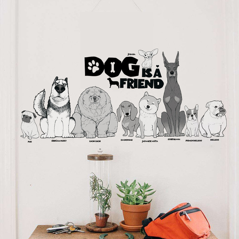 30*90 CM Cute Dogs  Wall Stickers Background Wall Stickers
