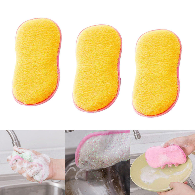 Honana Kitchen Cleaning Scouring Pad 1PC Double Sided Antibacterial Scrubbing Cleaning Sponge
