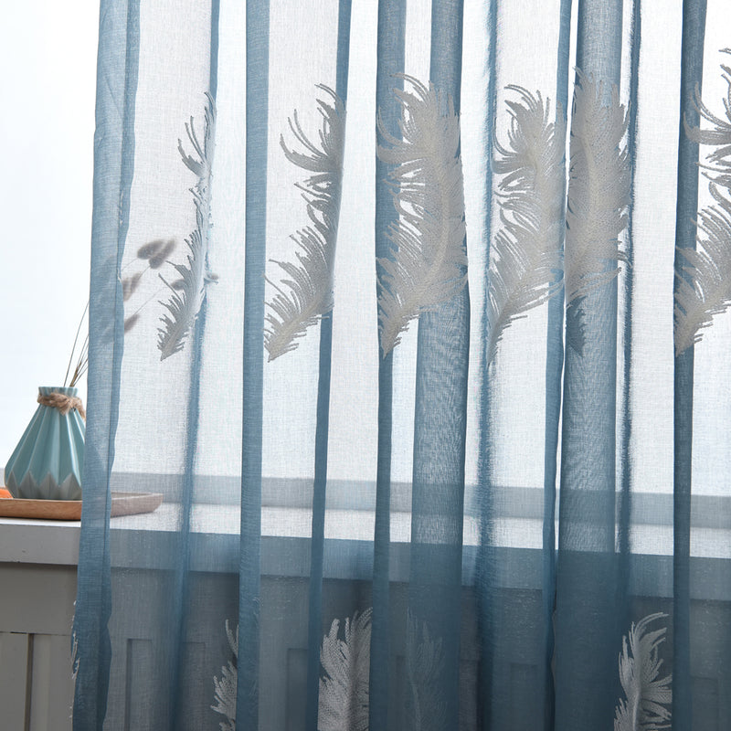 3/2/1.5/1M Embroidered Sheer Curtains for Living Room Feather Modern Design Bedroom Elegant Yarn Curtains Voile
