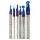 Drillpro R0.5-R3 2 Flutes Tungsten Carbide End Mill HRC65 NACO Coated Ball Nose Milling Cutter