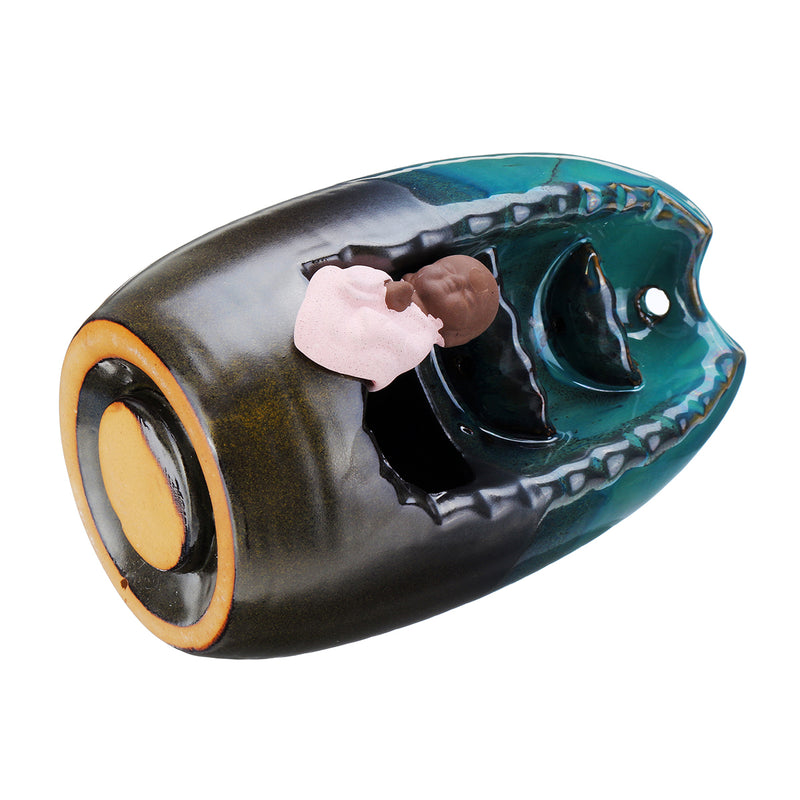 Ceramic Mountain Waterfall Smoke Backflow Incense Burner Cones Holder Decor