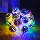 5M 7M Moroccan Metal Ball 20/30/50 LED Solar String Light  Outdoor Christmas Fairy Lamp Garden Decor