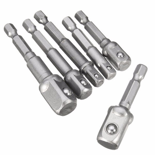 6pcs 1/4 Inch Hex Shank Magnetic Nut Driver Set Square Drive Socket Adaptor