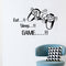 Creative Art Game Handle Wall Stickers "EAT SLEEP GAME" Black Vinyl Removable Printed Wall Sticker