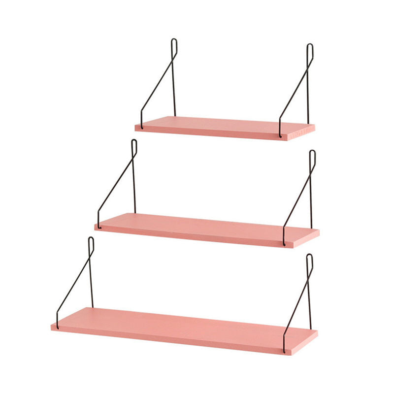 Pink Iron Wooden Bookshelf Wall Shelf Holder Rack Organizer Craft Storage Home Decoration