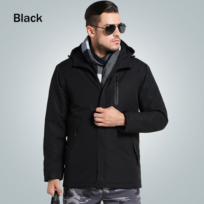 Man Electronic USB Heated Jacket Intelligent Heating Hooded Work Motorcycle Skiing Riding Coat
