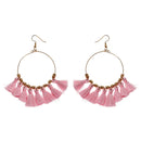 1 Pair Bohemian Sector Shape Tassel Pendant Big Hoop Dangle Earrings for Women