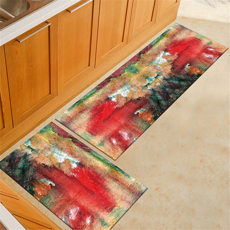 2pcs Kitchen Floor Carpet Non-Slip Area Rug Living Room Washable Door Mat Set