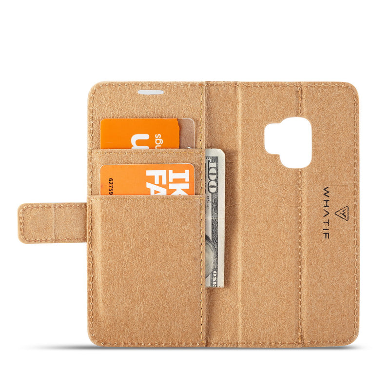WHATIF Protective Case For Samsung Galaxy S9 Waterproof Kraft Paper Magnetic Detachable Wallet