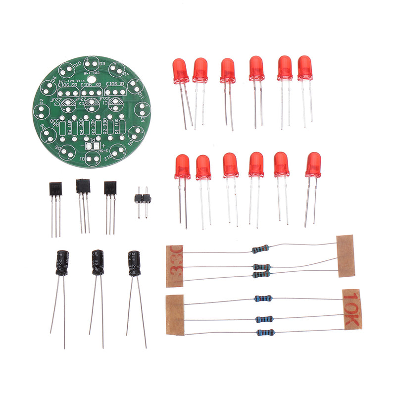 DIY Electronic Kit Set LED Round Water Light Production Kit for Skill Training Soldering Practice Parts