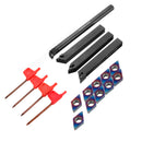 Drillpro 4pcs 12mm Lathe Turning Tool Holder with 10pcs Blue Nano DCMT070204 Carbide Inserts