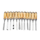 12Pcs Wood Carving Chisel Set Carbon Steel Woodworking Rolling Pouch