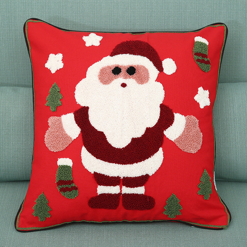 New Christmas Pure Cotton Embroidering Pillow Cases Santa Snowflake Cushion Cover