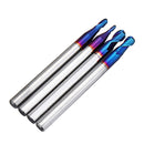 Drillpro R0.5-R2 HRC60 2 Flutes Ball Nose End Mill 50mm Blue NaCo Coating CNC Milling Cutter