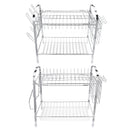 2 Tiers Dish Drying Rack Stainless Steel Over Sink Kitchen Cutlery Bowl Storage Holder