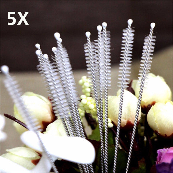5Pcs 175mm Stainless Steel Straight Straws Cleaner Cleaning Brushes