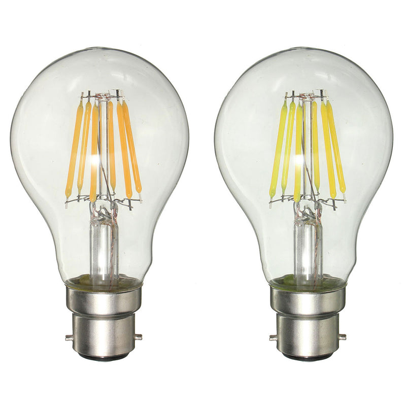 Dimmable B22 A60 6W Pure White Warm White COB Filament Edison Retro Light Lamp Bulb AC220V