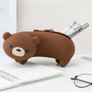 Jordan&Judy YD001 Cartoon Silicone Pencil Case Container Pencil Bags Kawaii Cute Brown Bear 3D Pencil Case School Supplies Stationery Gifts