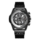 BAGARI 1822G All Dial Work Military Style Stainless Steel Strap Luminous Calendar Men Watch Quartz Watch