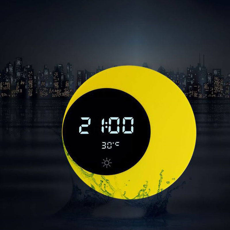 Loskii 098 Creative Moon Shape Electronic Alarm Clock LED Wake Up Night Light Weather Station Touch Control