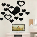 3D Heart Silver DIY Shape Mirror Wall Stickers Home Wall Bedroom Background Office Decor