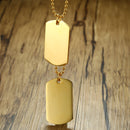 Men Stainless Steel Hangtag Pendant Chain Trendy Black Plating Necklace